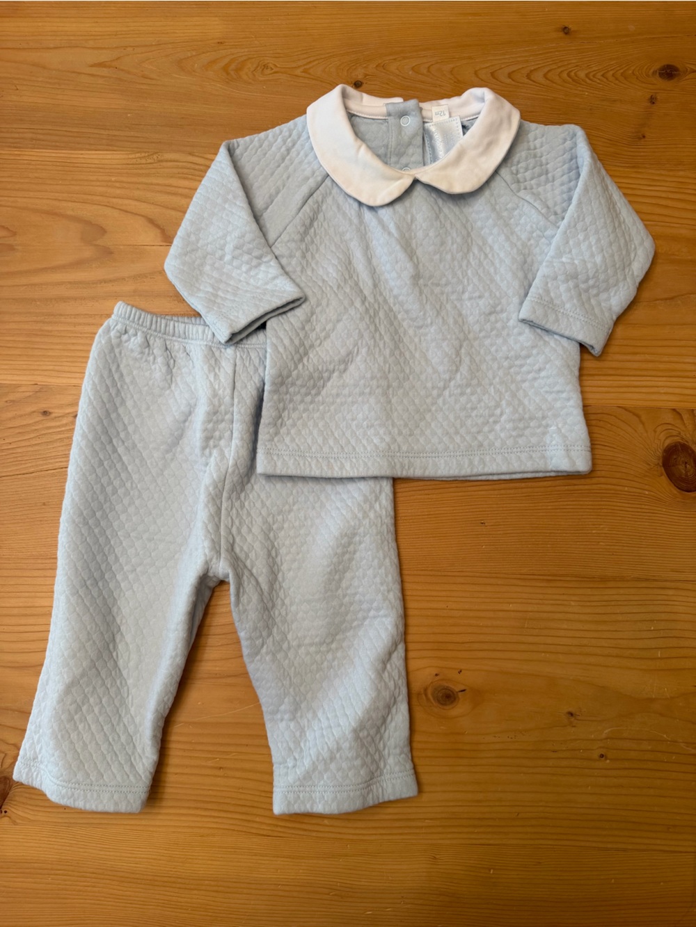 Little English Light Blue Quilted Set with Peter Pan Collar